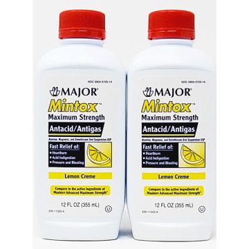 Mintox (Antacid/Antigas) 12 fl oz each (2 or 4 Pack) by Major - 4 Pack