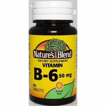 Nature's Blend Vitamin B6, 50 mg 100 Tablets