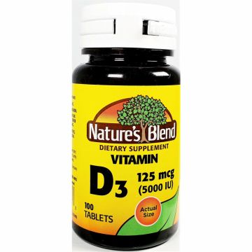 Vitamin D3 125 mcg (5000 IU) 100 Tablets by Natures Blend