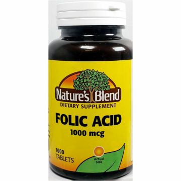 Folic Acid 1000 mcg 1000 Tablets by Natures Blend