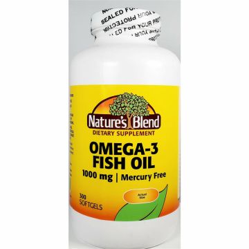 Omega-3 Fish Oil 1000 mg (Mercury Free) 300 Softgels by Natures Blend