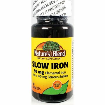 Slow Iron, 50 mg 60 Tablets by Natures Blend