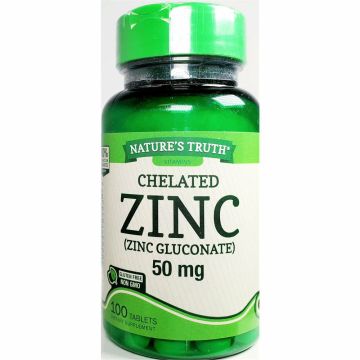 Chelated Zinc (Gluconate), 50 mg 100 Tablets by Nature's Truth