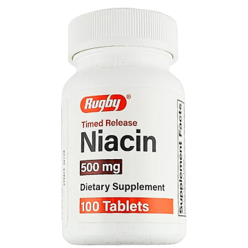 Niacin 500 mg (Timed Release) 100 Tablets by Rugby
