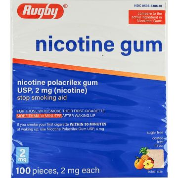 Nicotine Gum 2mg (Coated Fruit Flavor) 100 Pieces