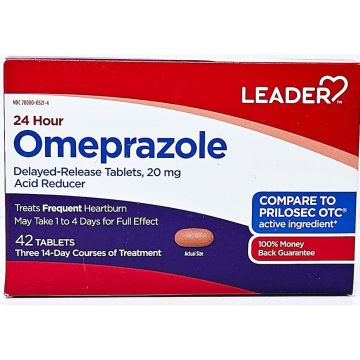 Omeprazole 20 mg (Delayed-Release) 42 Tablets by Leader