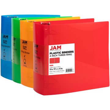 Assorted Plastic 4 Inch Binder - 4 Pack