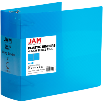 Blue Plastic 4 Inch 3-Ring Binder