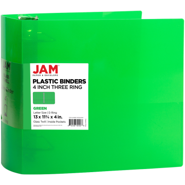 Green Plastic 4 Inch 3-Ring Binder
