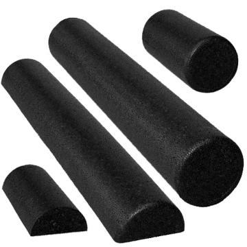 Round Foam Rollers, Black by Body Sport - Singles - Half Round, 6 inch x 12 inch.