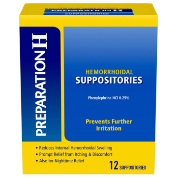 Preparation H Suppositories (Phenylephrine 0.25%) 12 Count