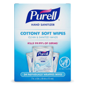 Purell Hand Sanitizer Wipes, Cottony Soft, Individually Wrapped Wipes, 24 Count