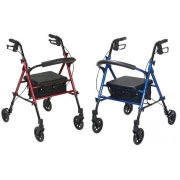 Drive Medical Adjustable Height Rollator with 6" Wheels - Blue