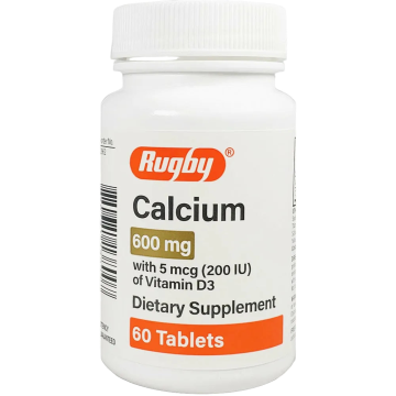 Calcium 600 mg with D3 (200 IU) 60 Tablets Each (1 or 3 Pack) by Rugby - 1 Pack