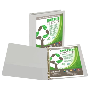 Samsill 1" White Earth's Choice Biodegradable Round Ring View Binder - 12pk