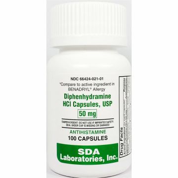 Diphenhydramine HCl, 50 mg 100 Capsules by SDA