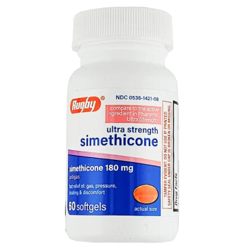 Simethicone, 180 mg 60 softgels each (1, 2 or 3 Pack) by Rugby - 1 Pack
