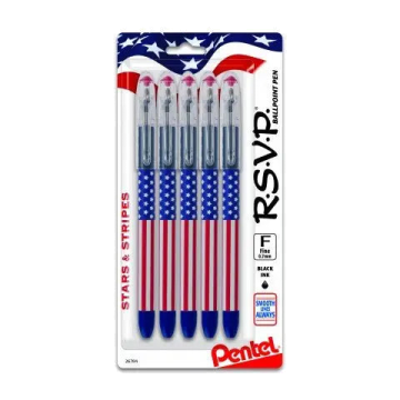 Pentel RSVP, Stars & Stripes Edition, Ballpoint Pens, 5-Pk