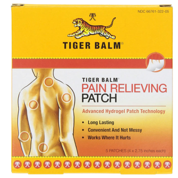 Tiger Balm Pain Relieving Patches with Capsaicin, Camphor & Menthol (5 Adhesive Patches)