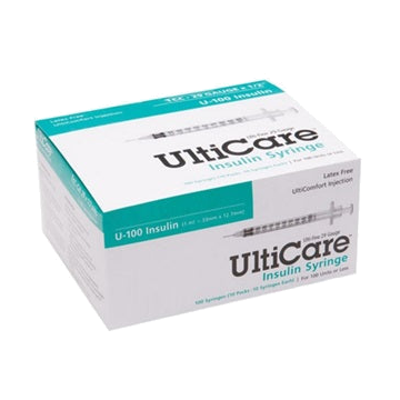 UltiCare Insulin Syringe Disposal, Latex-Free by Ultimed - Box of 100 - 1/2cc, 29G x 1/2 inch Needle.(Special order, minimum of 5)