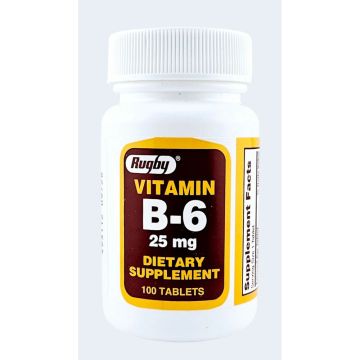Vitamin B6, 25 mg 100 Tablets by Rugby - 1 Pack
