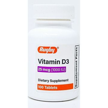 Vitamin D3, 25 mcg (1000 IU) 100 tablets by Rugby