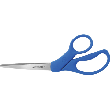 Westcott 8" Bent All Purpose Preferred Stainless Steel Scissors, Blue (43218) - 1