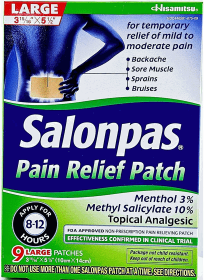 Salonpas Pain Relieving Patch, 9 Large Patches